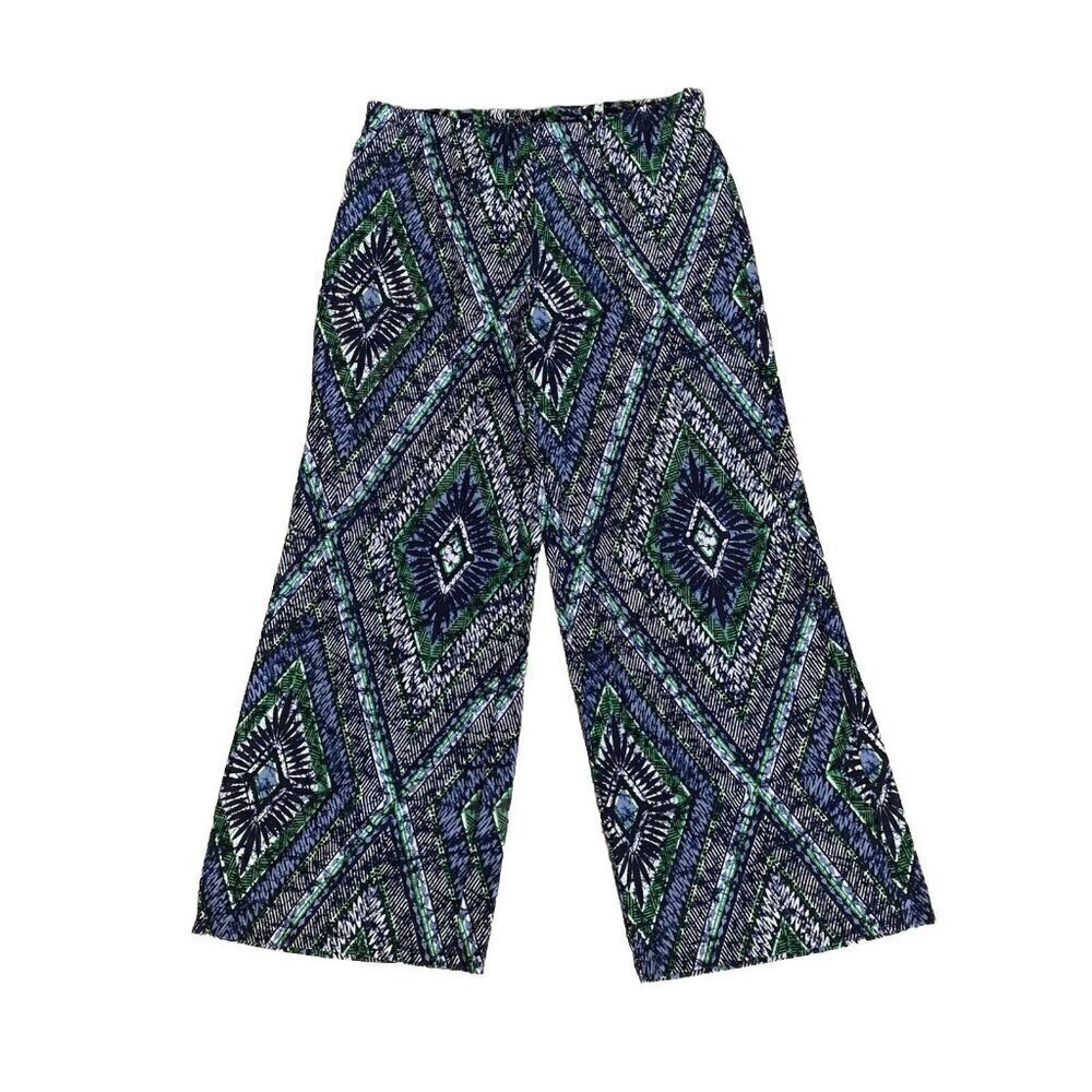 Chico's 1 Women’s Pants Size USA Small 8 Blue & Green Elastic Waist Pull On